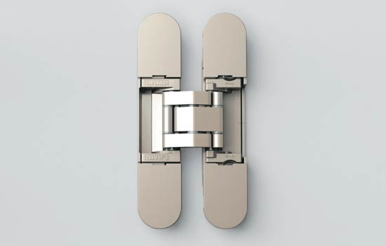 HES3D-90DN - 3-way Adjustable Dull Nickel Concealed Hinge for 15/16" Material - 26 Lbs Weight Capacity per Pair