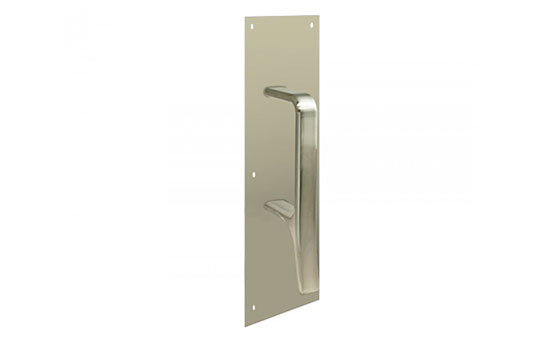 HPUSH-4016-32D - Satin Stainless Steel Double Arm Hospital Pull with 4" x 16" Backplate