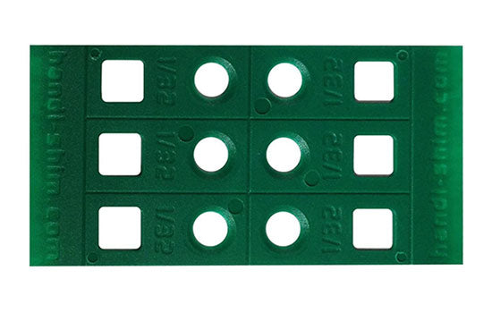 HSHIMS-132 - 1/32"H 3-1/2" x 1-3/4" Green Plastic Shims - 100ea per Pack