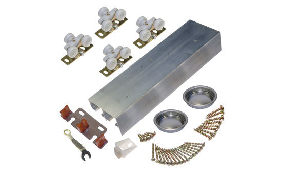 JH138F602D - 60" Single Aluminum Track 60" with Hardware for 2 Doors 125Lbs for 1-3/8" 138F Series Bypass Door