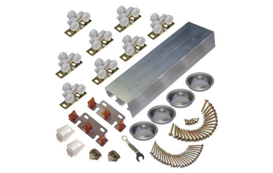 JH138F964D - 96" Single Aluminum Track 96" with Hardware for 4 Doors 125Lbs for 1-3/8" 138F Series Bypass Door
