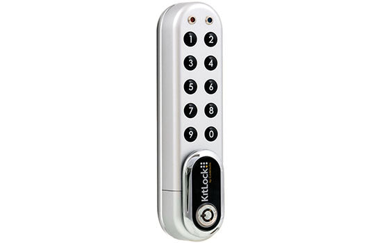 KL1000-G3-SG - Push Button Keypad Silver Chrome Vertical Mount Electronic Cabinet Lock