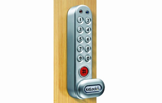 KL1006KIT-SG - Push Button Keypad Silver Vertical Mount Electronic Cabinet Lock