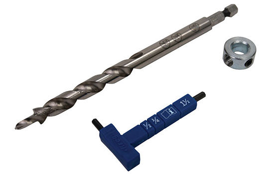 KPHA308 - 3/8" Quick Change Drill Bit with Stop Collar, Gauge and Hex Wrench for Kreg Pocket Hole