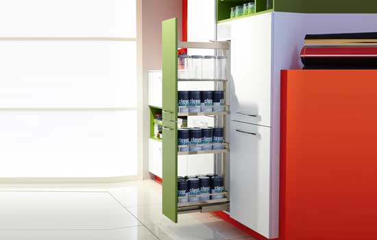 KS-DSP-S8-CHAM *KIT* - Dispensa Pullout Frame Small w/ 8"W Trays Champagne Soft-close 31-1/2" to 47-1/4"H