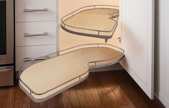 KS-LM50-CHAM-MA-L - 36-1/4"W Medium Champagne/Maple Left Swing LeMans Blind Corner Organizer <mark>**SOFT CLOSE UNIT NOT INCLUDED**</mark>