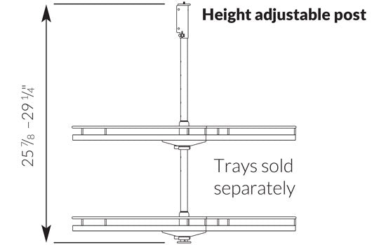KS-LS-POST-ADJ - 25-13/16" - 29-1/4" Height Matte Nickel Adjustable Lazy Susan Post with Hardware <mark>**ORDER SHELVES SEPARATELY.**</mark>
