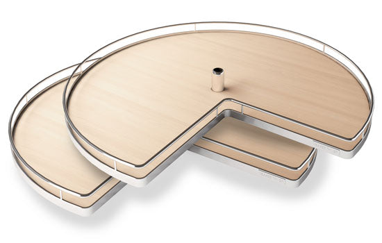 KS-LS28CHR - 28" Chrome/Maple Set of 2 Kidney Lazy Susan Shelves Only <mark>** ORDER POST SEPARATELY **</mark>