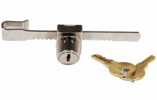 KV965NP - Nickel Keyed Sliding Door Lock for 1/4" Glass Sliding Doors - Keyed Alike
