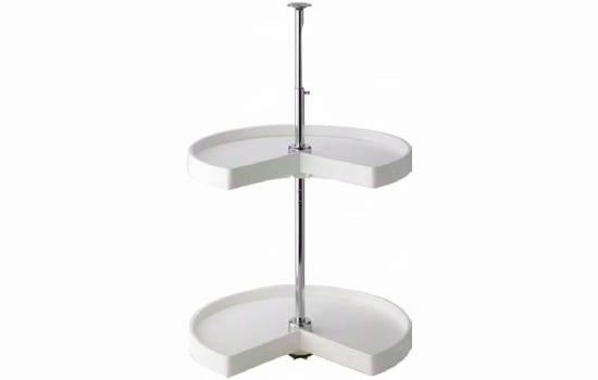 KVPKN32ST-W - 32" White Plastic 2 Shelf Kidney Independent Lazy Susan