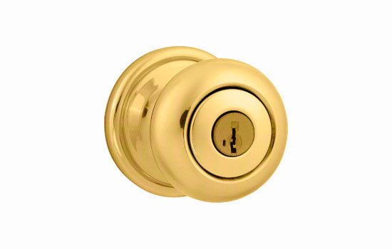 KW740H3 - Hancock Bright Brass Reversible Entry Smart Key Knob
