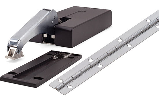 LADH-35 - HD Dark Brown Soft-Close 221-309 Torque Lift Mechanism Set 95 Degree Angle Restrictor w/ Piano Hinge