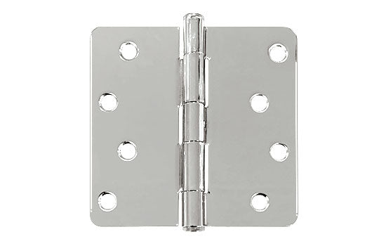 MCBA14-26-4 - 4" x 4" Polished Chrome Plain Bearing Hinge with 1/4" Radius Corners - Bulk Assembled 50pr per Box