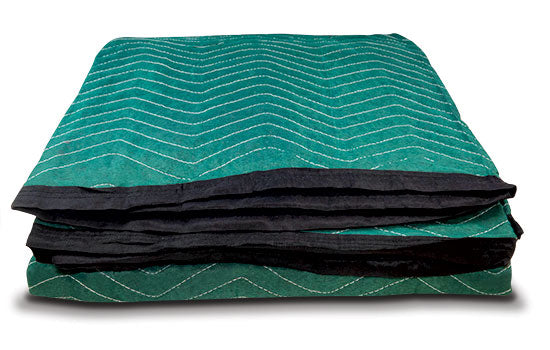 MCBLANKET-HD - 72" x 80" Black & Green 7 lb Fill Double-stitched Heavy Duty Premium Furniture Blanket