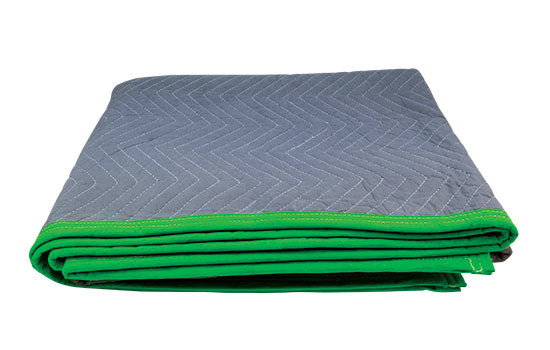 MCBLANKET-SD - 72" x 80" Gray & Green 3.5 lb Fill Double-stitched Standard Duty Furniture Blanket
