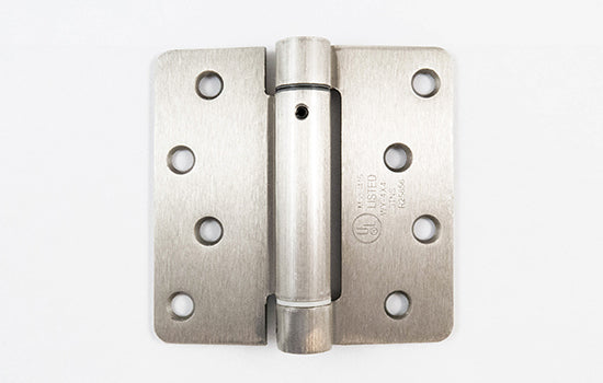 MCSH14-15-4 - 4" x 4" Satin Nickel Single Acting Spring Hinge with 1/4" Radius Corners - 25pr per Box