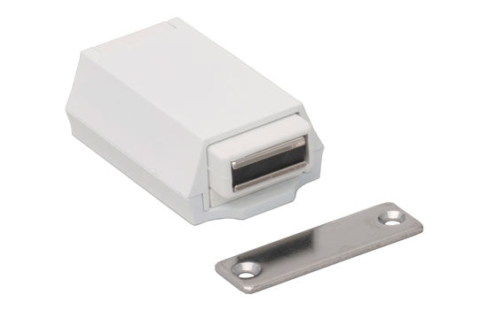 ML-ZN80-WT - 2-3/16" x 1-9/16" White Magnetic Push Latch For Large Doors