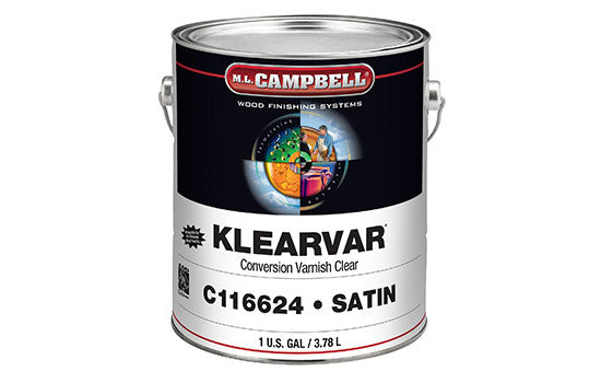 MLC-C116624-1 - 1 Gallon Solvent Based Interior Clear Satin KlearVar Post Catalyzed Conversion Varnish <mark>Order Catalyst C1431 Separately</mark> <mark>Additional Hazmat Fees May Apply</mark>