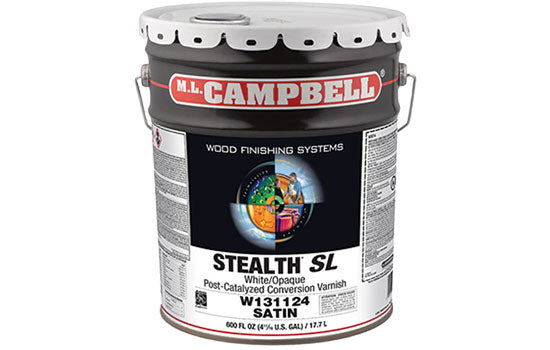 MLC-W131124-5 - 5 Gallon Solvent Based Interior Stealth SL Post-Cat Satin Conversion Varnish <mark>Order Catalyst C1431 Separately</mark> <mark>Additional Hazmat Fees May Apply</mark>