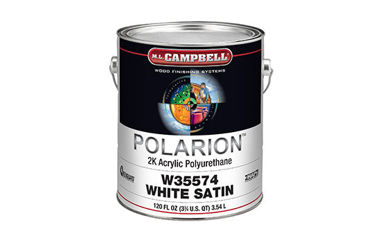 MLC-W35574-1 - 1 Gallon Solvent Based Interior Pigmented White Satin Polarion Polyurethane <mark>Order Catalyst C35677 Separately</mark> <mark>Additional Hazmat Fees May Apply</mark>
