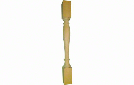POST-A-RW - 3-1/2"W x 35-1/4"H Turned Style Unfinished Rubberwood Post