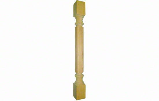 POST-B-RW - 3-1/2"W x 35-1/4"H Reed Style Unfinished Rubberwood Post