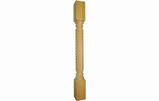 POST-C-RW - 3-1/2"W x 35-1/4"H Rope Style Unfinished Rubberwood Post