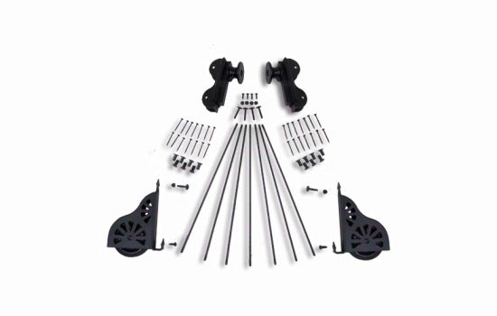 QG500.08 - Black Satin Nickel Standard Rolling Hook Ladder Hardware Kit without Brakes