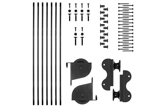 QG540.08 - Black Contemporary Rolling Hook Ladder Hardware Kit with Brake