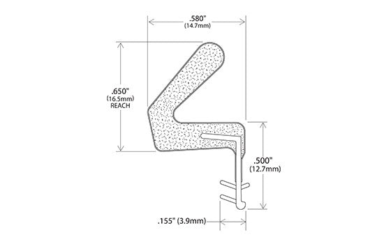 QLON650-97BRN - 97" Brown Kerf Weatherseal with Exposed Barb 125 per Box