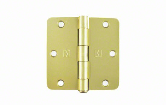 RC1741-3-312 - 3.5" x 3.5" Polished Brass Plain Bearing Hinge with 1/4" Radius Corners