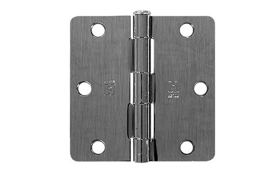 RC1741BA26-312 - 3.5" x 3.5" Polished Chrome Plain Bearing Hinge with 1/4" Radius Corner - Bulk Pack with Screws