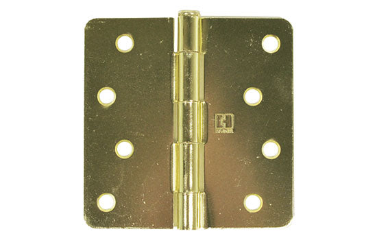 RC1741BA4-4 - 4" x 4" Satin Brass Plain Bearing Hinge with 1/4" Radius Corners - Bulk Pack with Screws
