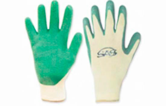 SAS670-6638 - Large Latex Coated Green/White Cotton Glove