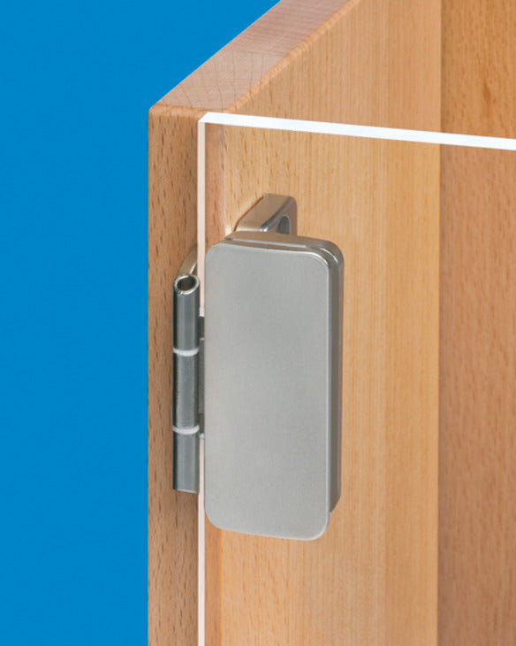 Glass Door Hinge, Aximat®, 230° Opening Angle, Glass to Wood,  3 mm Overlay
