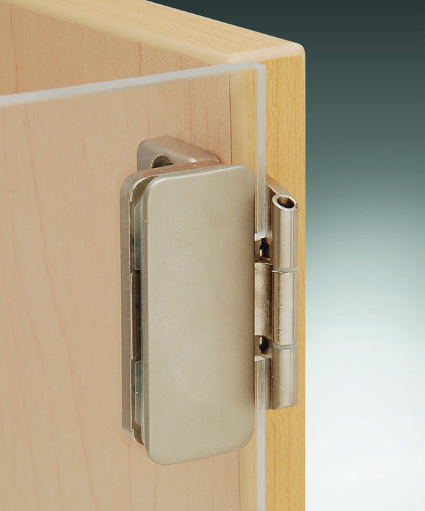 Glass Door Hinge, Aximat®, 230° Opening Angle, Glass to Wood, Inset