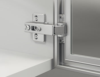 Aluminum Frame Door Hinge, HÃ¤fele Metallamat A, inset mounting, opening angle 110°