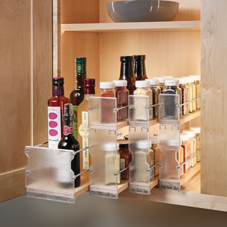 Individual Pull-Out Spice Rack, Wooden Cabinet Accessory