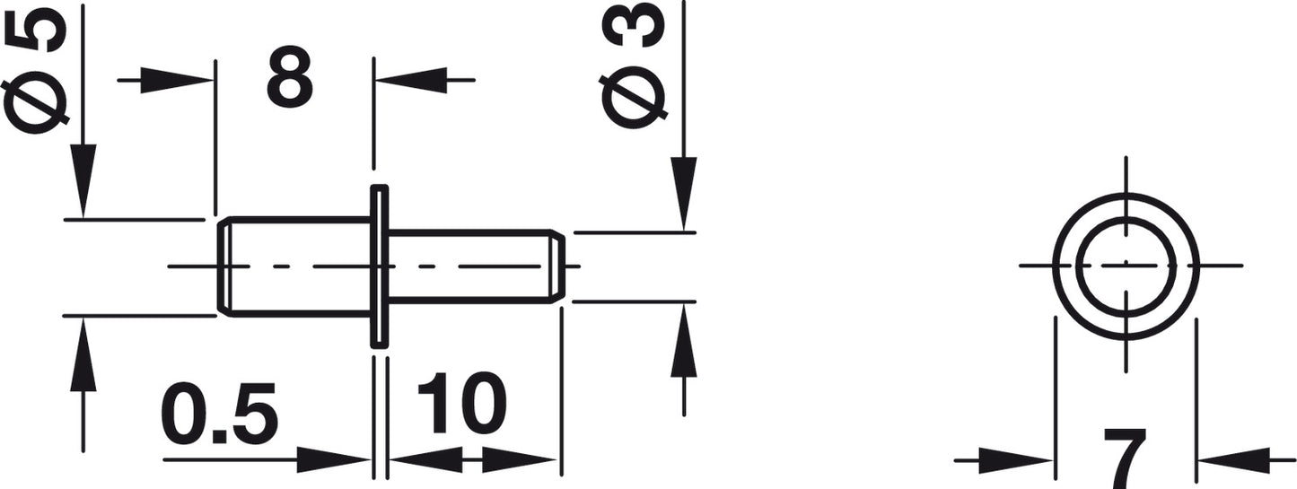 Shelf Support, Ø3 mm or 5 mm