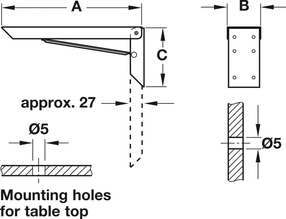 Folding Bracket, with Locking Device, 100 kg
