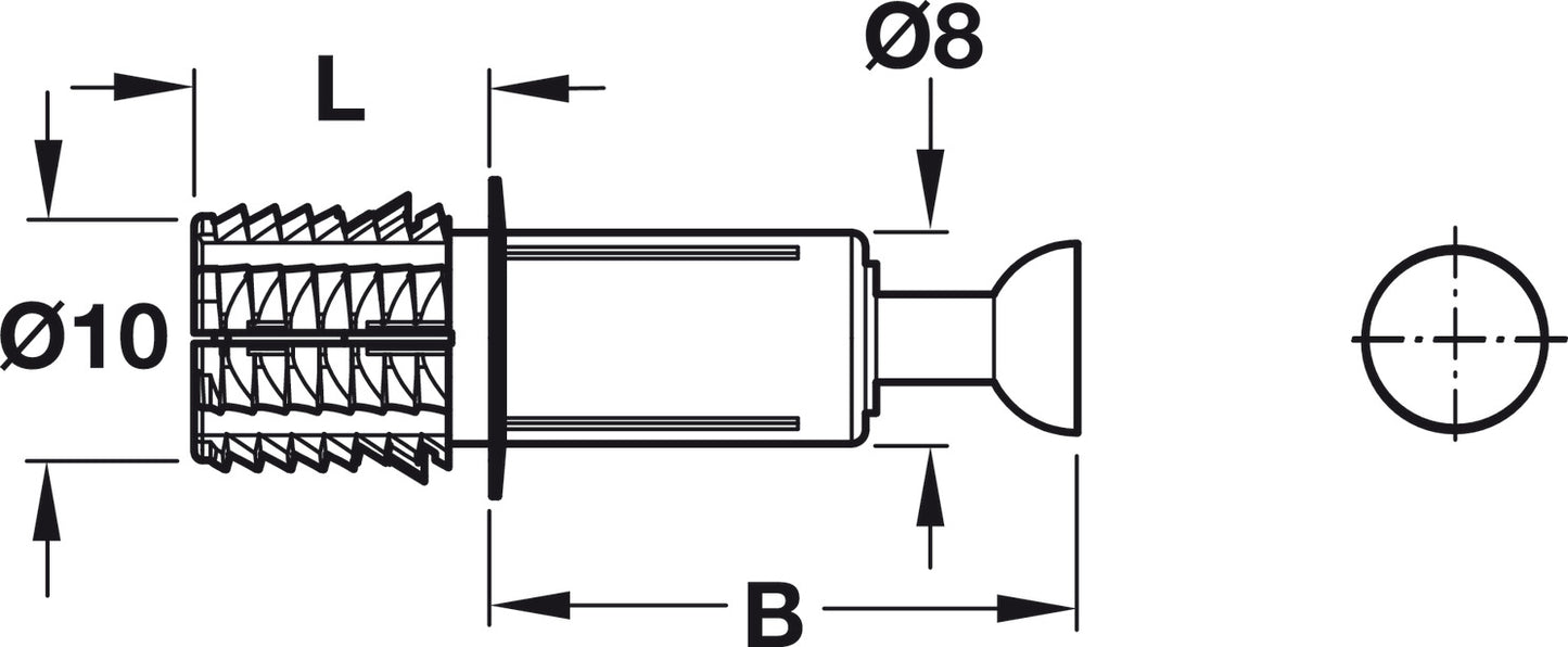 Spreading Bolt, C100, Minifix