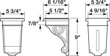 Corbel, 9 x 5 3/4 x 6 1/16" (H x W x D)