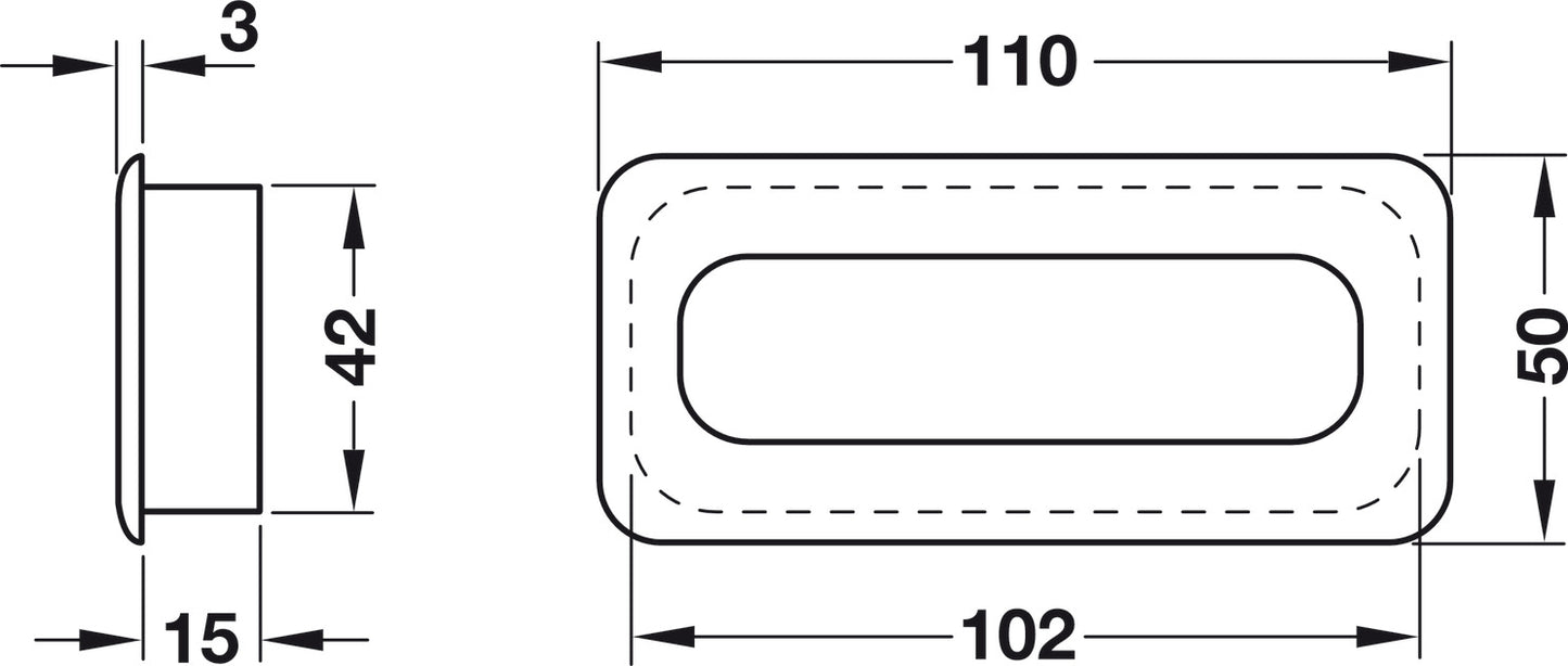 Inset Handle, 110 x 50 mm (L x H)
