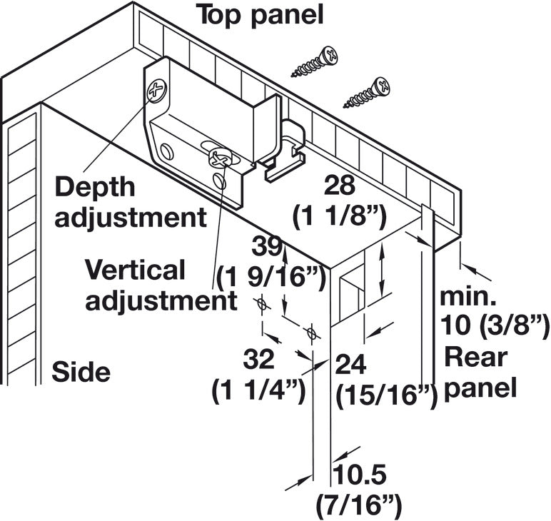 Cabinet Hanger, Screw-Mounted, 440 lb. Load Capacity, 2 5/16" length