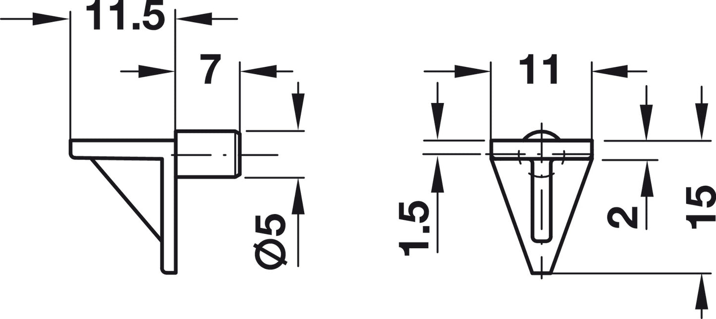 Shelf Support, Ø5 mm