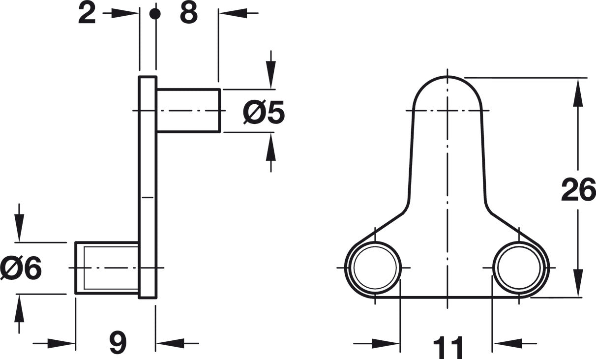Glass Shelf Support, Zinc, Ø5 mm