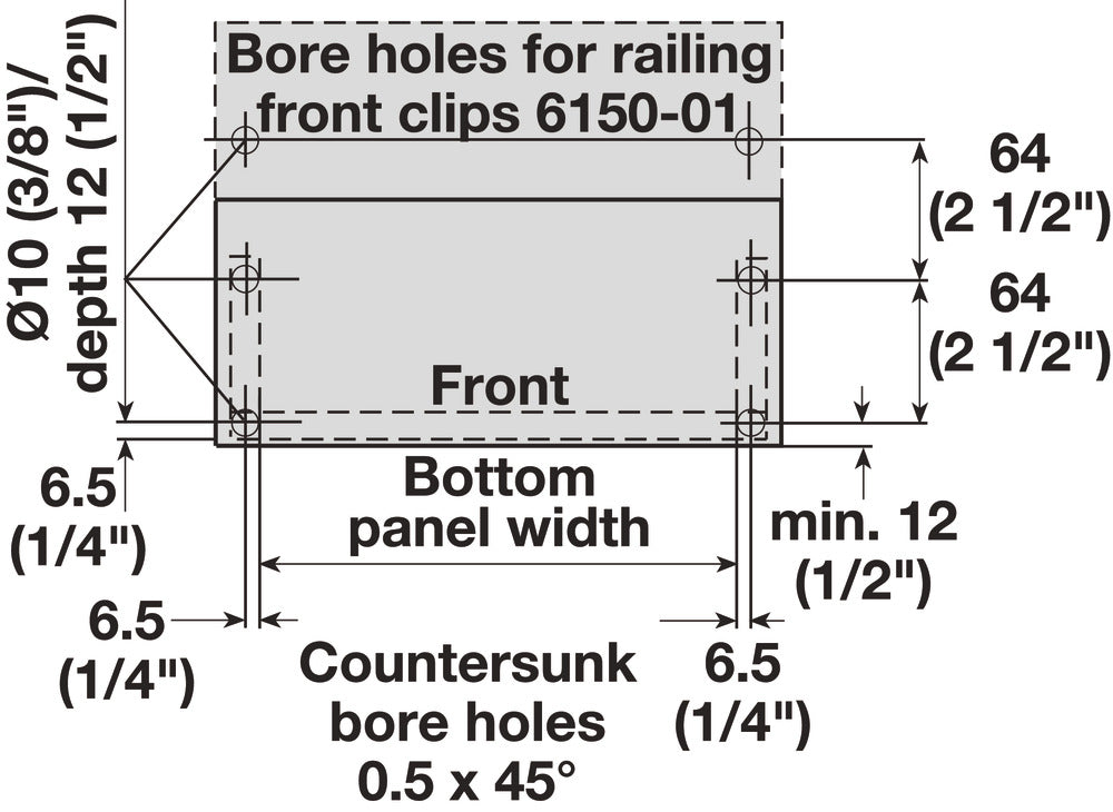 Single-Wall Metal Drawer System, Grass Zargen 6236 (Side Height: 5 7/8")
