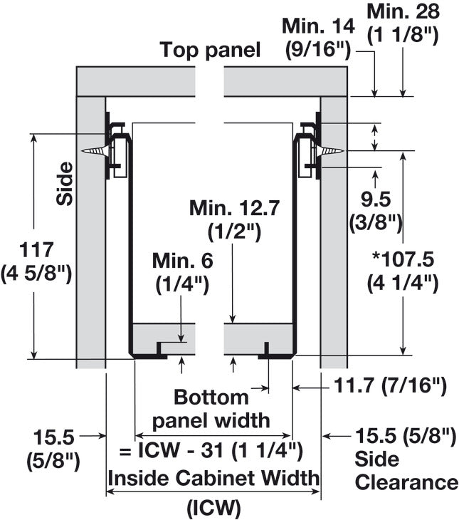 Single-Wall Metal Drawer System, Grass Zargen 6136 (Side Height: 4 5/8")