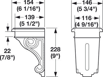 Corbel, 9 x 5 3/4 x 6 1/16" (H x W x D)