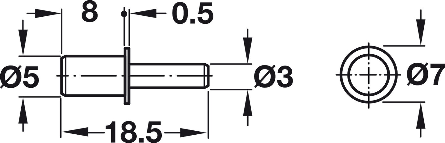 Shelf Support, Ø3 mm or 5 mm